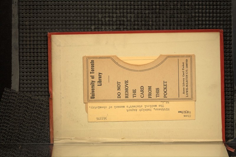 -P \o w r> -H c^ S t*\ University of Toronto Library c<~\ o o a 1 -P W CO - rV t ^ DO NOT /f REMOVE / 3 0) THE // X! -P a CQ H O r-| CARD P^ «H FROM ^ •v CD M S aJ 0 THIS V -P ^ •H T; S rH 0) <*> o & POCKET X Acme Library Card Pocket LOWE-MARTIN CO. LIMITED