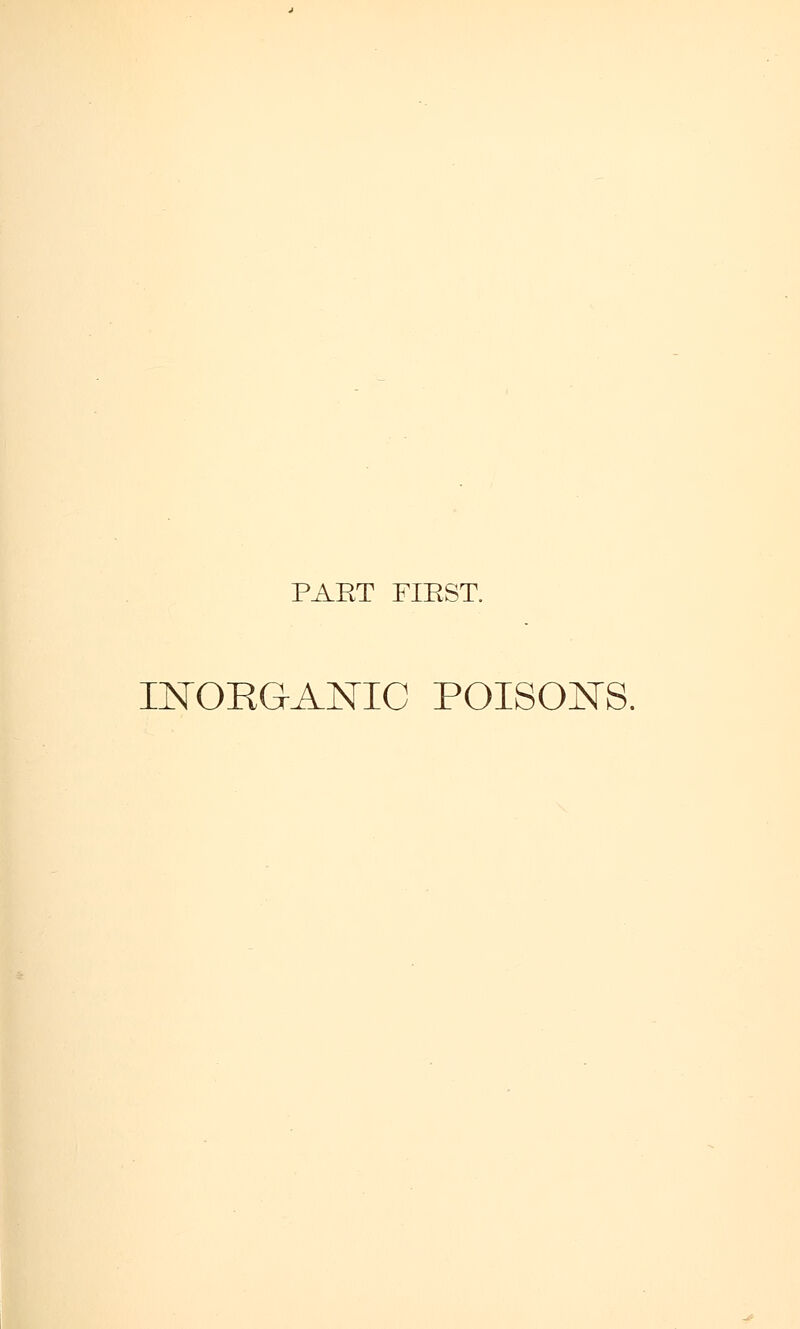 PART FIEST. INORGANIC POISONS.