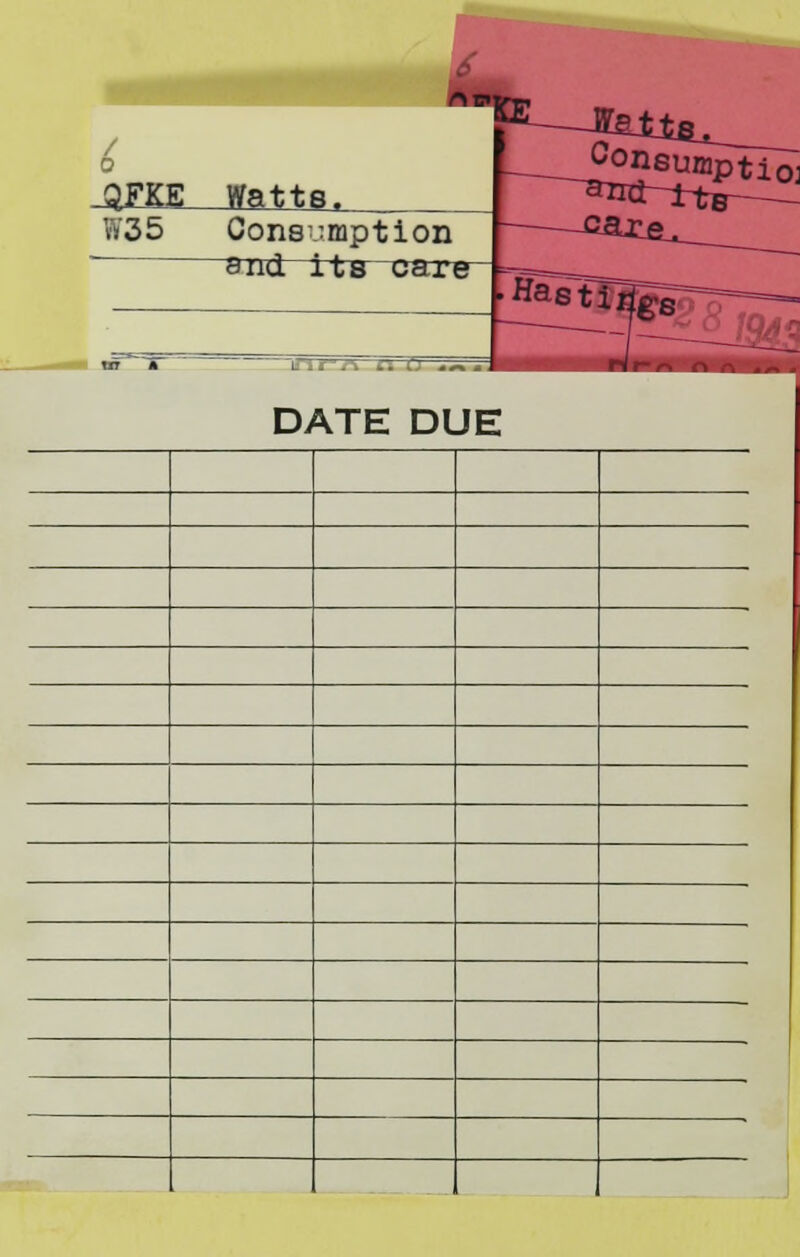 / 0 -ZEJLE Watts. W35 Consumption and ilo uare DATE DUE