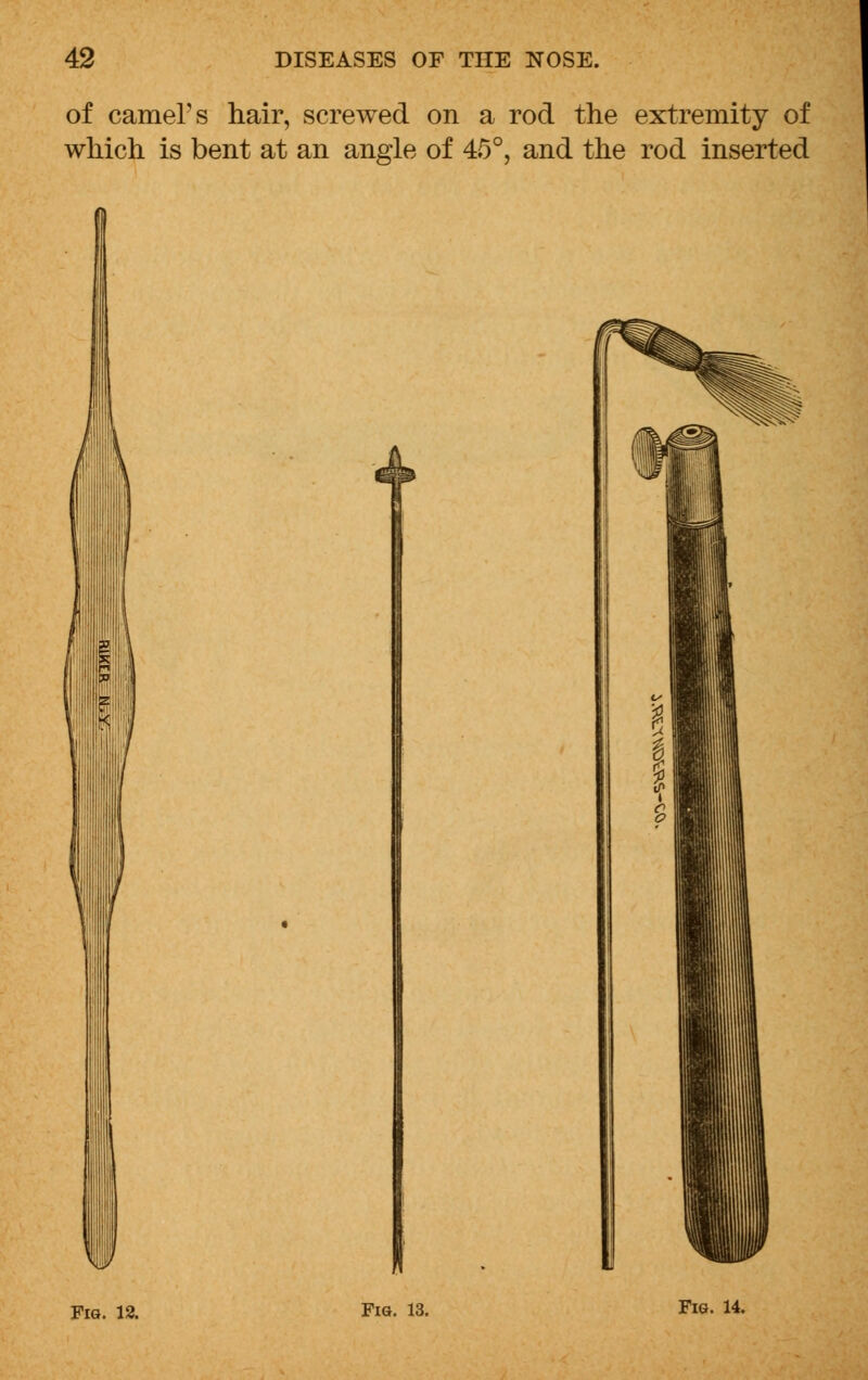 of camel's hair, screwed on a rod the extremity of which is bent at an angle of 45°, and the rod inserted I, K f Fig. 12. Fig. 13. Fig. 14.