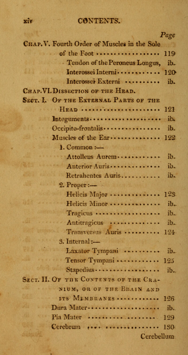 Page Ckap.V. Fourth Order of Muscles in the Sole of the Foot 119 Tendon of the Peroneus Longus, ib* Interossei Intemi .....*. 120 Interosse* Externi • • • • ib. Chap.VI.Dissection of the Head. Sect. I. Of the External Parts of the Head .♦• 121 Integuments * ib» Occipito-frontalis • • • • • ib. Muscles of the Ear • • - 122 1. Common r— Attollens Aurem* • • • • ib. Anterior Auris •• • ib.. Retrahentes Auris ib. 2. Proper:— H^licis Major • 123 Helicis Minor *...... ib. Tragicus ib, Antitragicus ib. Transversus Auris 124? 3. Internal:— Laxator Tympani * - ib. Tensor Tympani • • \o$ Stapedius ib. Sect. II. Of the Contents of the Cra- nium, ou of the Brain and ITS MEMBRANES ••• 126 Dura Mater • • ib, Pia Mater 129 Cerebrum ••*. #...... ISO Cerebellum