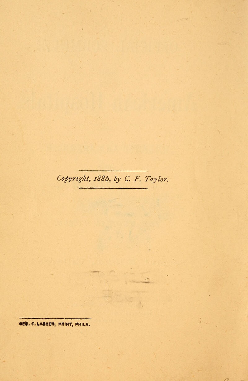 Copyright, 1886, by C. F. Taylor. F.IA1HEW, MINT, CHII.A.