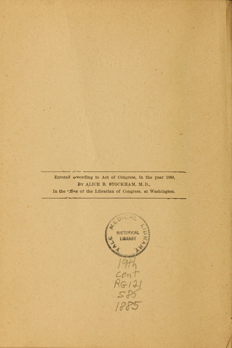 Entered a^ording to Act of Congress, in the year 1883, By ALICE B. STOCKHAM, M. D., In the r1S^'j& of the Librarian of Congress, at Washington. £?nt SPf