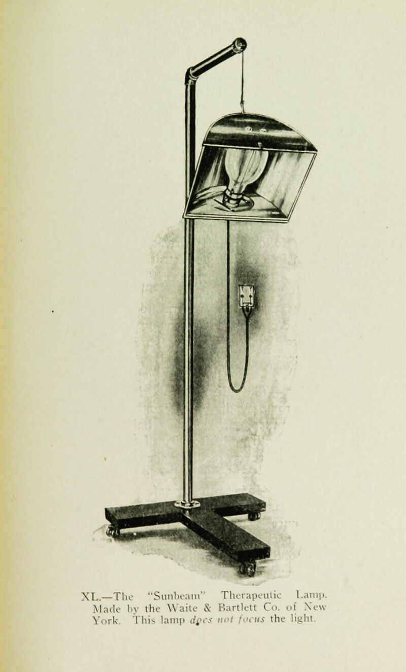 XL.—The Sunbeam Therapeutic Lamp. Made by the Waite & Bartlett Co. of New York This lamp dffes not focus the light.