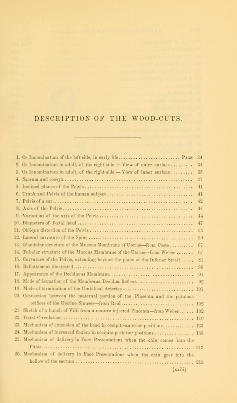 1. O-i Innominatam of the left side, in curly life Page 34 2 Of [nnominatum in adult, of the right Bide — View of outer surface 34 minatnm in adult, of the right >i<le — View of inner surface 35 4. Stoma and oocoyi 7 5, Inclined planes of tln> Pelvis 41 t>. Trunk and Pelvis <if the human Bobjeot 41 7. Pelvis of a eat 42 the Pelvis 44 9. Variations of the axis of the Pelvis 44 • .il head 47 11. Oblique distortion of the Pelvis 53 curvature of the Spine 59 1 :. Qlandulai structure of the Mucous Membrane of Uterus—from C 11. Tubular structure of the Mucous Membrane of the Uterus—from Weber C7 1). Curvature of the Pelvis, extending beyond the plane of the Inferior Strait .... 81 86 im f the Deciduous Membrane '.'1 • of th>> Membrana Deoidna Reflexa 92 termination of the Umbilical Arteries [01 maternal portion of the Placenta and the | Uterine Sinuses—from Reid 102 h of Villi from a mature injected Plaoenta—from Weber 102 n lin : th-> head in occipitoanterior positions 133 flexion in oceipito-posterior positions \:\< ism of delivery in Face Presentations when the chin 213 Presentations when tho chin goes into the i of the sacrum 213