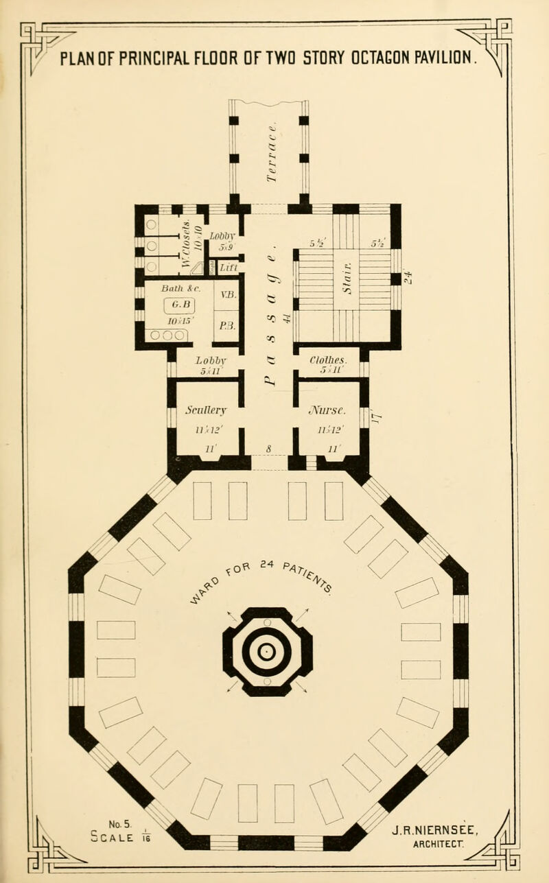 R^ PLAN OF PRINCIPAL FLOOR OF TWO STORY OCTAGON PAVILION ^i n