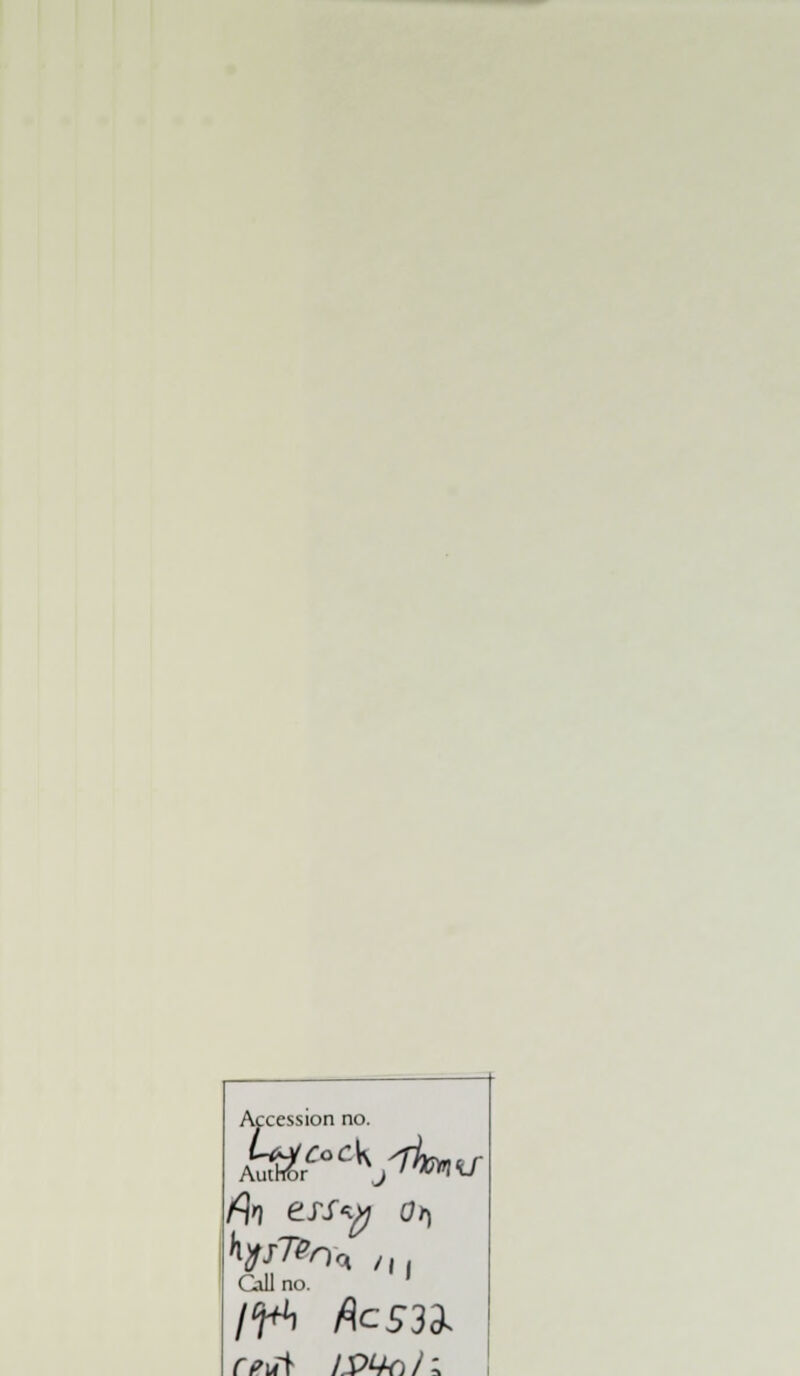Accession no Aut Call no. ' Ifh fas 31