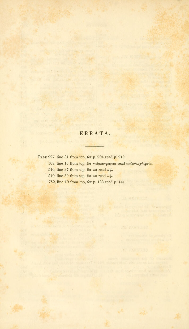 ERRATA Page 227, line 31 from top, for p. 204 read p. 219. 509, line 16 from top, for metanwrplwsia read metamorphopsia. 540, line 37 from top, for wx read <»^. 540, line 39 from top, for a>* read »^. 789, line 10 from top, for p. 133 read p. 141.