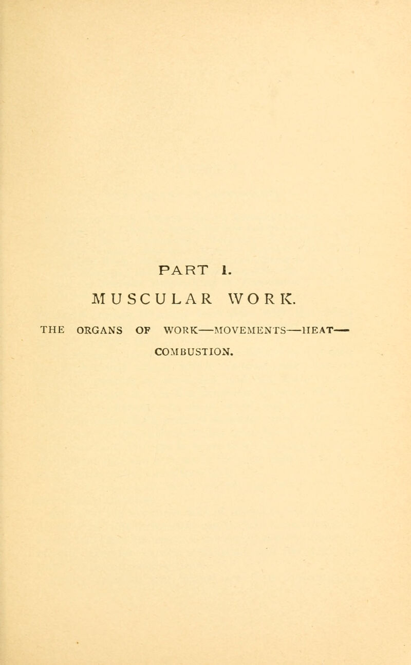 MUSCULAR WORK. THE ORGANS OF WORK MOVEMENTS HEAT- COMBUSTION.