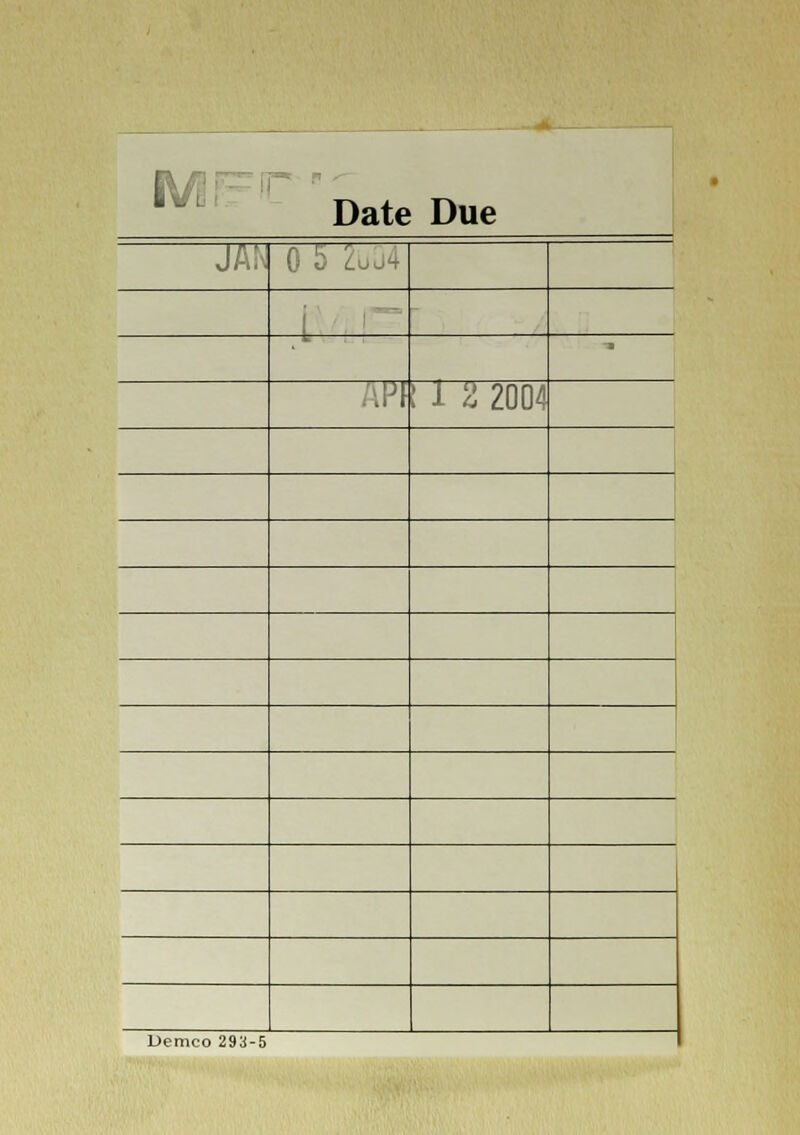 ■ WL Date Due JAN 0 5 Zuj4 API I 1 Z 200^ Demco 293-5 1