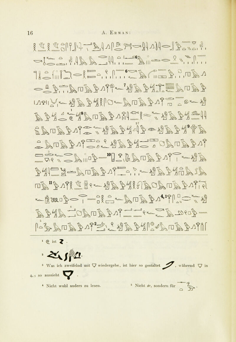q\\di i i '-Vi I I I ww -U.U. 11 I A/VNA fi^— ffi LAS1| i i i. ra i i 111 i i < III r~w~i Ja i i i i 11 i i i ™%a <S ^Wü$^ ^ ra w l I I r^AAAS> 2? mm a -s *fera 4ra ^ w $N 11 ZI ^?9 w ra ^r°,T; ra. raV^Tili^ÄMffl^okra'kV?^ ra^V>vTI>° \,\^ \\ ra^kt^ v? AA/V\AA AA/WA V^0-^ *M^<^<lAMP>kralkV?M 1 (9 ist ^ . 3 Was ich zweifelnd mit ^7 wiedergebe, ist hier so gestaltet ^^ , während ^7 in 4,5 so aussieht ^^ 4 Nicht wohl anders zu lesen. 5 Nicht «V, sondern für