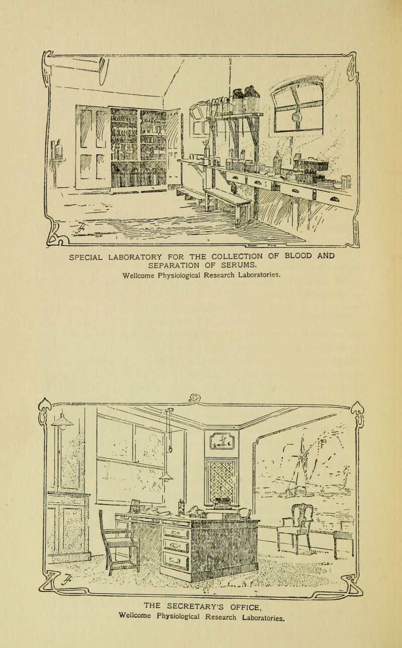 SPECIAL LABORATORY FOR THE COLLECTION OF BLOOD AND SEPARATION OF SERUMS. Wellcome Physiological Research Laboratories. THE SECRETARY'S OFFICE, Wellcome Physiological Research Laboratories.