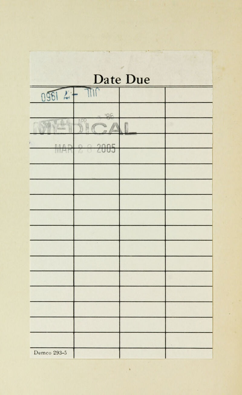 Date Due o'^r^' - w ' 0 n c; 1 LIU3 Demco 293-5