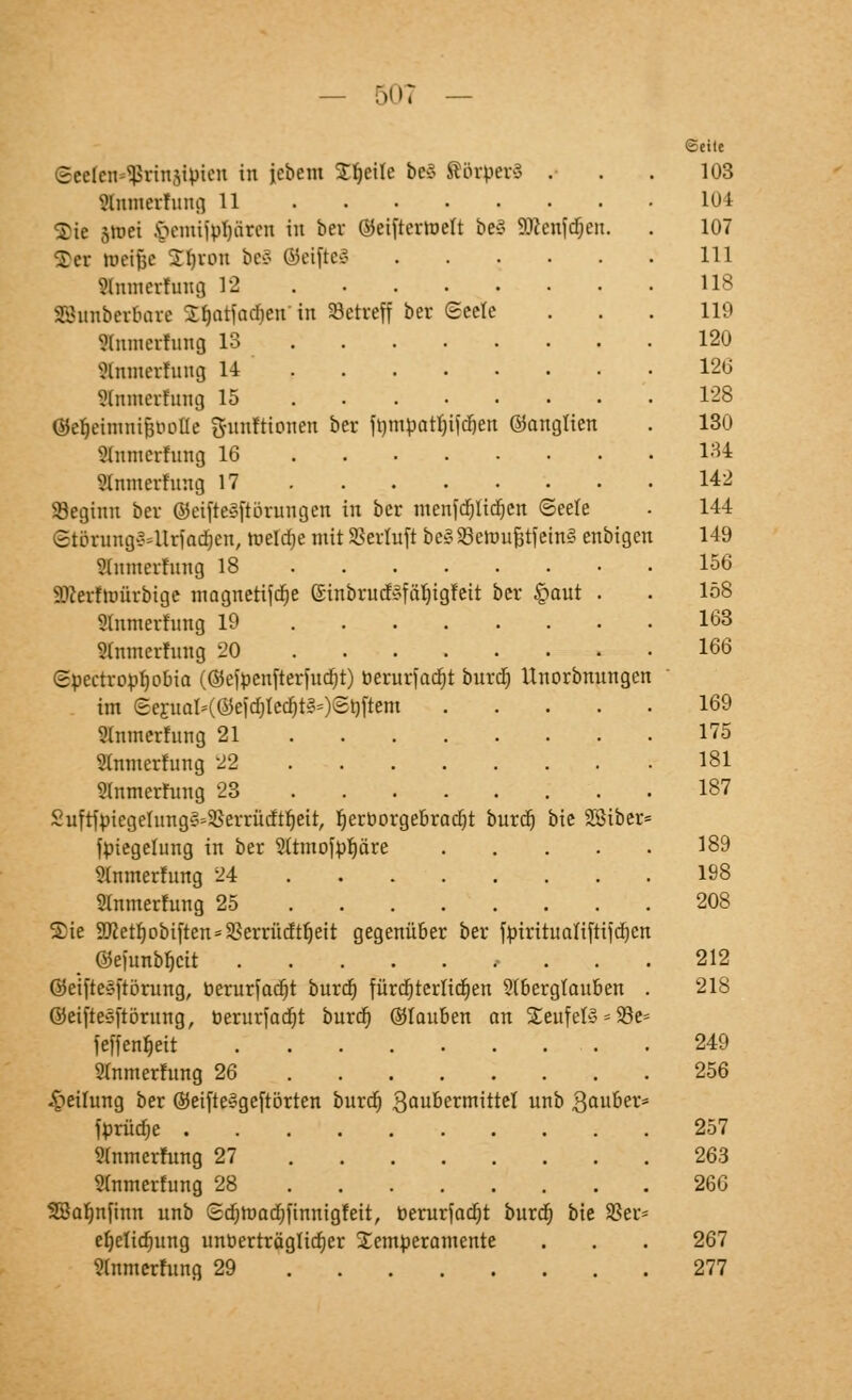 «Seite Seetat»$rin$tyicn in jcbem STtjeile be* RötperS . . . 103 SiumerTung 11 L04 Sie stoei $emijpl)ürcu in ber ©eifterroett be§ 9#cnfd)en. . 107 Ser RJeifie Scroti bcc- ©eifteS 111 Aumerfung 12 118 SBimberiate £$atfadjen in betreff ber Seele ... 119 Sranerfuitg 13 120 Sttmerfung 14 120 ?(itmerfuug 15 128 ®e$eiimitfjüofle gunfttonen ber fompatljifdjett ©anglien . 130 Stmnetrung 16 134 Sfantetfung 17 142 SBeghm ber ©eiftesftörungen in ber menfdjltdjen ©eele . 144 Störung-Mlrfadjen, treldje mit Sßerluft be§ SBeömjjtfetnS enbigen 149 KnrnedKitg 18 156 SKcrltoürbige magnetifcfie ßinbrucfefäljigfeit ber £aut . . 158 ?lnmerfung 19 163 Slmnerfintg 20 166 Spcctropljobia (@e)pcnfterfud)t) berur)ad)t burdj Unorbnungen im SejuaK©eföle$t§*)©$jiem 169 Hmnerfuttg 21 175 2(nmerfung 22 181 Stnmerrung 23 187 Sufrfpiegefung^Serrüdtfjeit, I)ert>orgebrad)t burd) bie Sßtber* Siegelung in ber ?(tmofpb,äre 189 Sfomerfung 24 198 Slnmerfung 25 208 Sie 2JJetr)obiften=95errücftl)eit gegenüber ber fpiritualtfttfdjcn ®e|imb$ctt 212 ©eiftesftörung, toerurjadjt burd) fürdjtertidjen Aberglauben . 218 GJeiftesftörung, üerurfadjt burd) ©tauben on SeufetS = 23e= feffenljeit 249 Stnmerfung 26 256 Reifung ber ©eiftesgcftörten burd) 3aubermittel unb Qauber* fprüdje 257 ?(mnerfung 27 263 Slnmertung 28 266 3Bal)nfinn unb ®d)mad)finnigfeit, toerurfadjt burd) bit SBer* eb,elid)ung unverträglicher Temperamente . . . 267 Slmuerfung 29 277