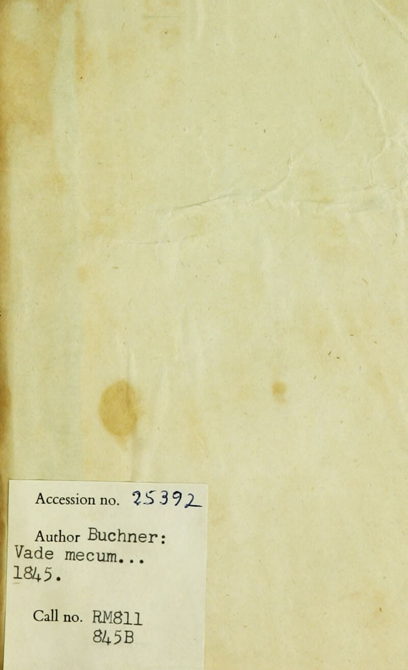 Author Buchner: Vade mecum... 1845. Callno. RM811 845B