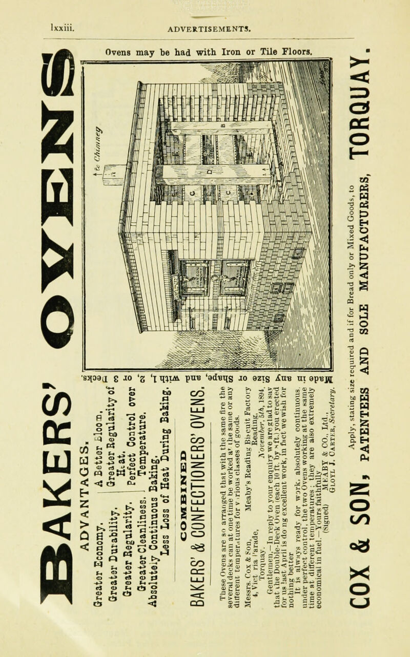 Ovens may be had with Iron or Tile Floors. CO 2 Ph „- W OS o Eh O < Ph t> u S -2 a S3 O ■g CO 1 o 3 1? jM v ■a c« m pq ■S W 2 Eh in « «! Ph CO X O