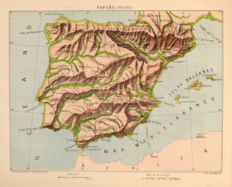 KSPAXA (SPAIN) <!.u,r DujiuavTrmiiii Pm !■> : ' 200 Kil. MiTles dc 60 an dcore. U 20 IK) 80 80 ilk! iloHflks Paris_ Imp Monrocq