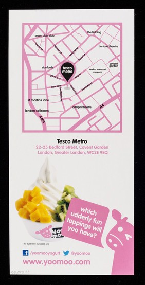 Yoomoo fat free frozen yogurt : presenting UK's first and only frozen yogurt robot : herd on down to Tesco metro, Covent Garden to get yoor scrumptious fro-yo / yoomoo.