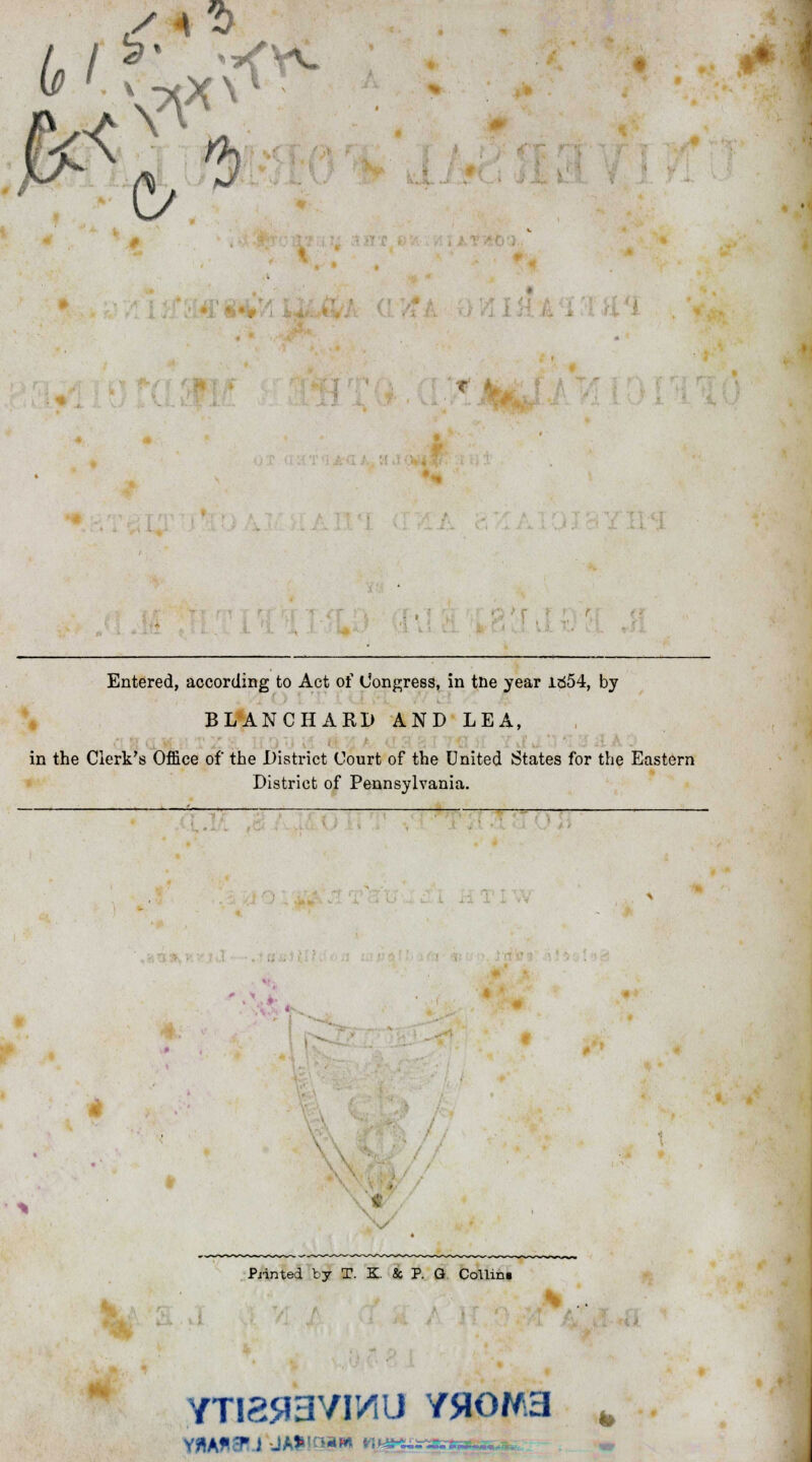 Entered, according to Act of Congress, in tne year irf54, by BLANCHARD AND LEA, in the Clerk's Office of the District Court of the United States for the Eastern District of Pennsylvania. Printed by T. K & P. G Collins YTIS93VMU YAOM3