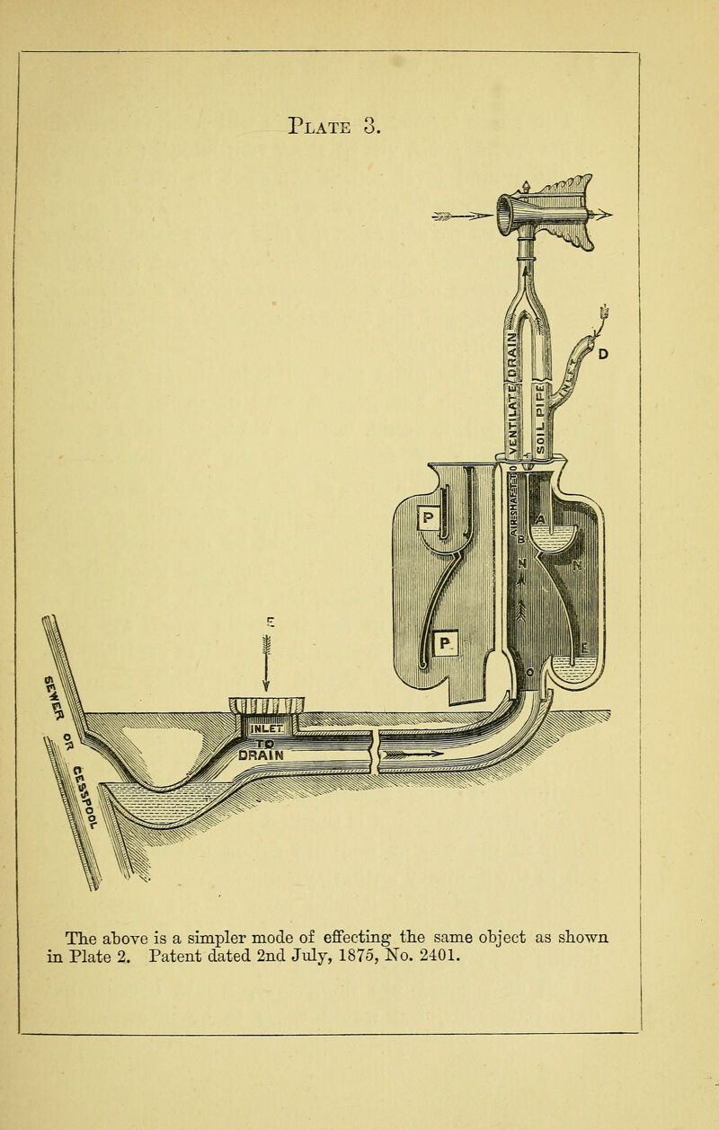 The atove is a simpler mode of effecting the same object as shown in Plate 2. Patent dated 2nd July, 1875, No. 2401.