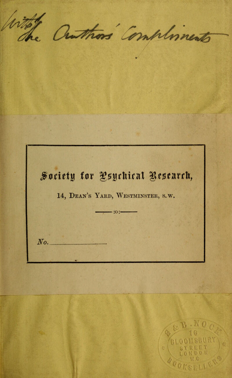 ^1 LksZfay* Js*?»Au?ru*&— 3vtitty Uv gsyrtnat $t$nvt% 14, Dean's Yard, Westminster, s.w. No.
