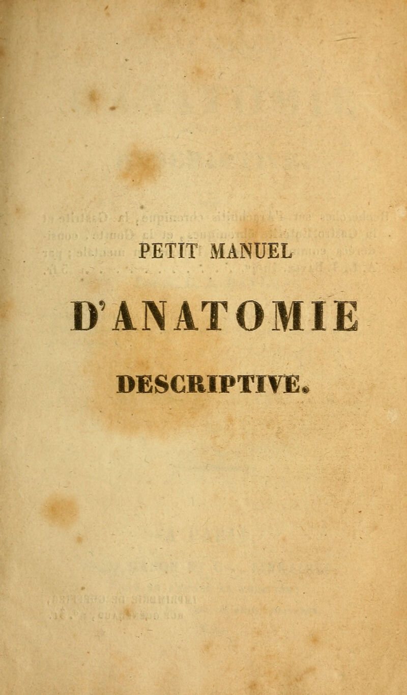 PETIT MANUEL D'ANATOMIE DESCRIPTIVE,