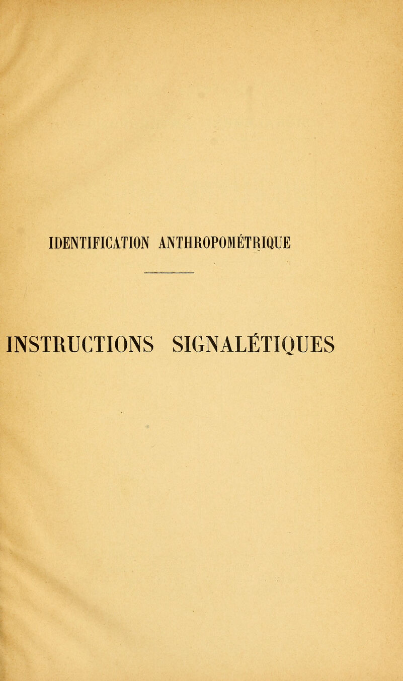 INSTRUCTIONS SIGNALÉTIQUES