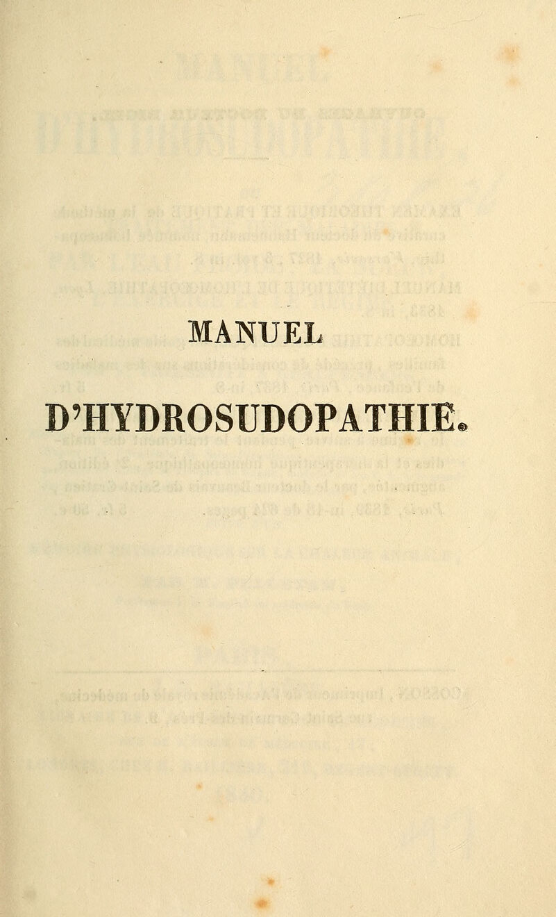 MANUEL D'HYDROSUDOPATHIE