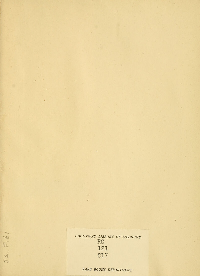 COUNTWAY LIBRARY OF MEDICINE RG 121 C17 RARE BOOKS DEPARTMENT