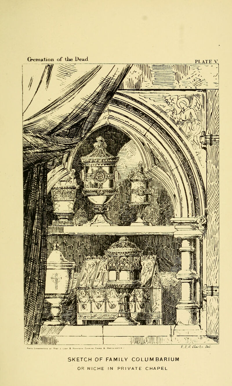 PLATE V r.. F, C Ocu-Tzf, JJ»I. SKETCH OF FAMILY COLUMBARIUM OR NICHE IN PRIV/ATE CHAPEL