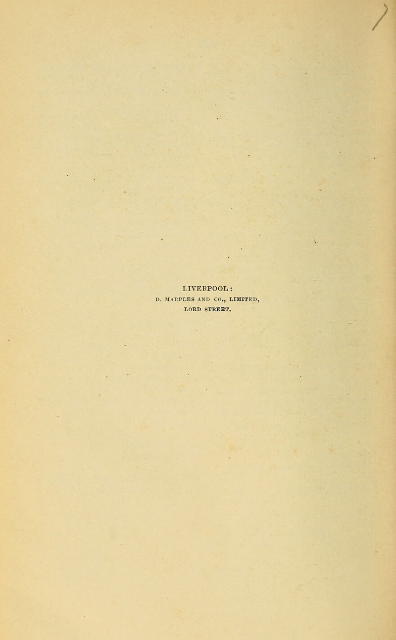 / LIVERPOOL: D. MARPLES AND CO., LIMITED, LORD STREET.