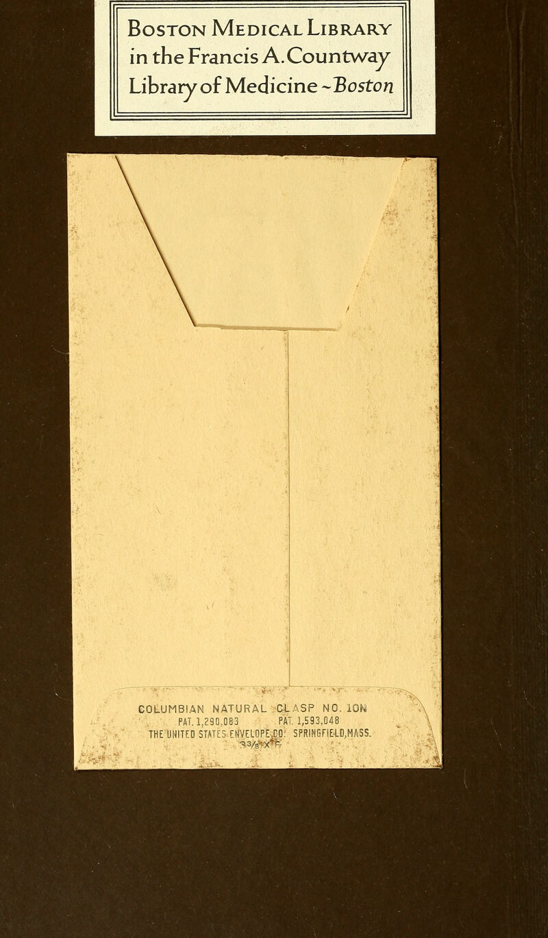 Boston Medical Library in the Francis A. Countway Library of Medicine ^Boston COLUMBIAN NATURAL CLASP NO. ijh PALLE9G,Q83 PAT. 1,593,048 THEHNITFD STATES-EUVFLnPE.CO: SPRINRF1E-LD,MASS.