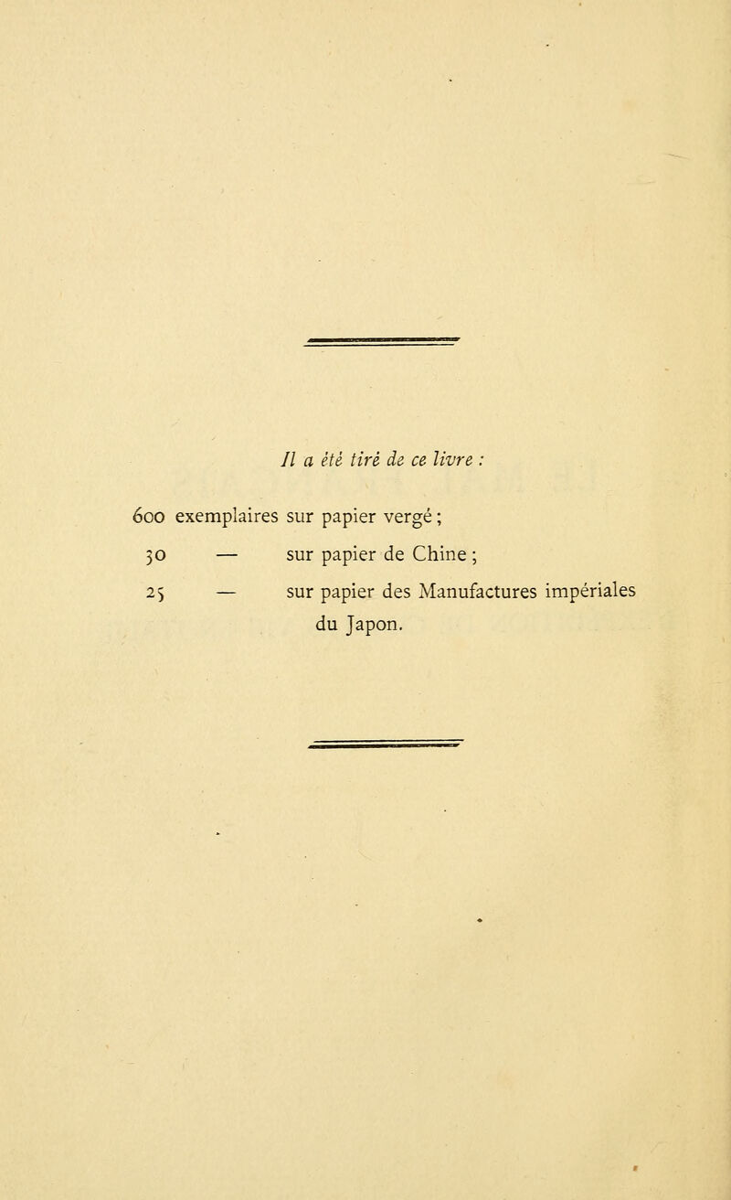 77 a été tiré de ce livre : 600 exemplaires sur papier vergé ; 30 — sur papier de Chine ; 25 — sur papier des Manufactures impériales du Japon.