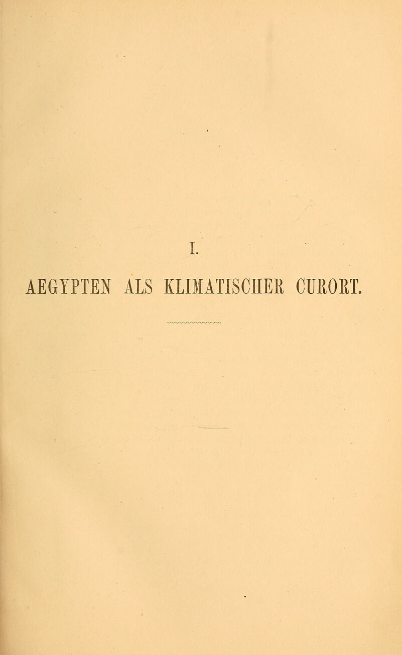 AEGYPTEN ALS KLIMATISCHER CURORT.