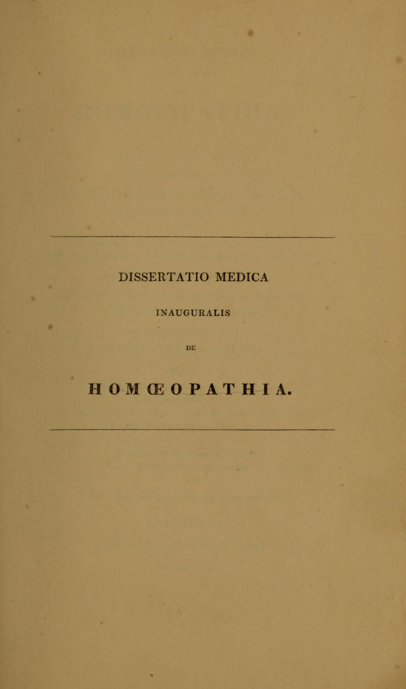 INAUGURALIS HOMCEOPATHIA