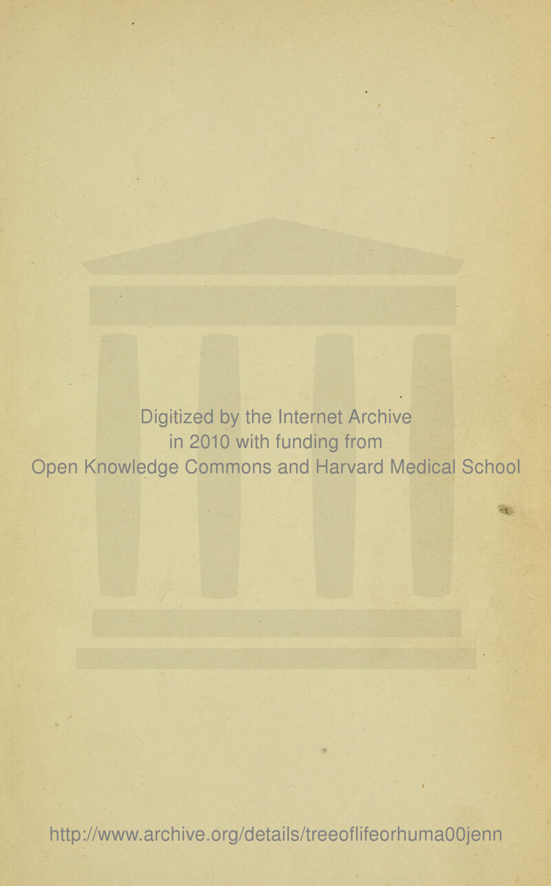 Digitized by the Internet Archive in 2010 with funding from Open Knowledge Commons and Harvard Medical School http://www.archive.org/details/treeoflifeorhumaOOjenn