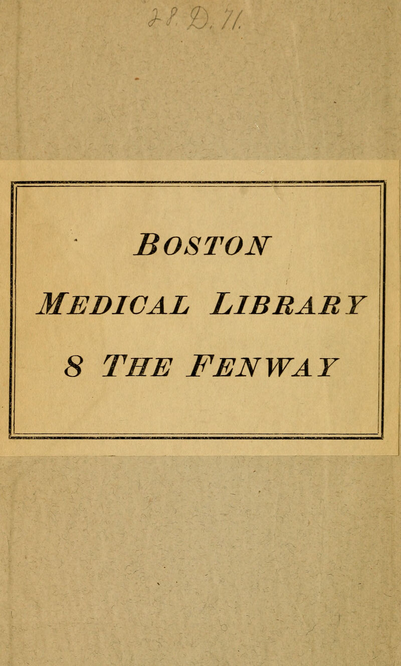1 Boston Medical Library 8 The Fenway