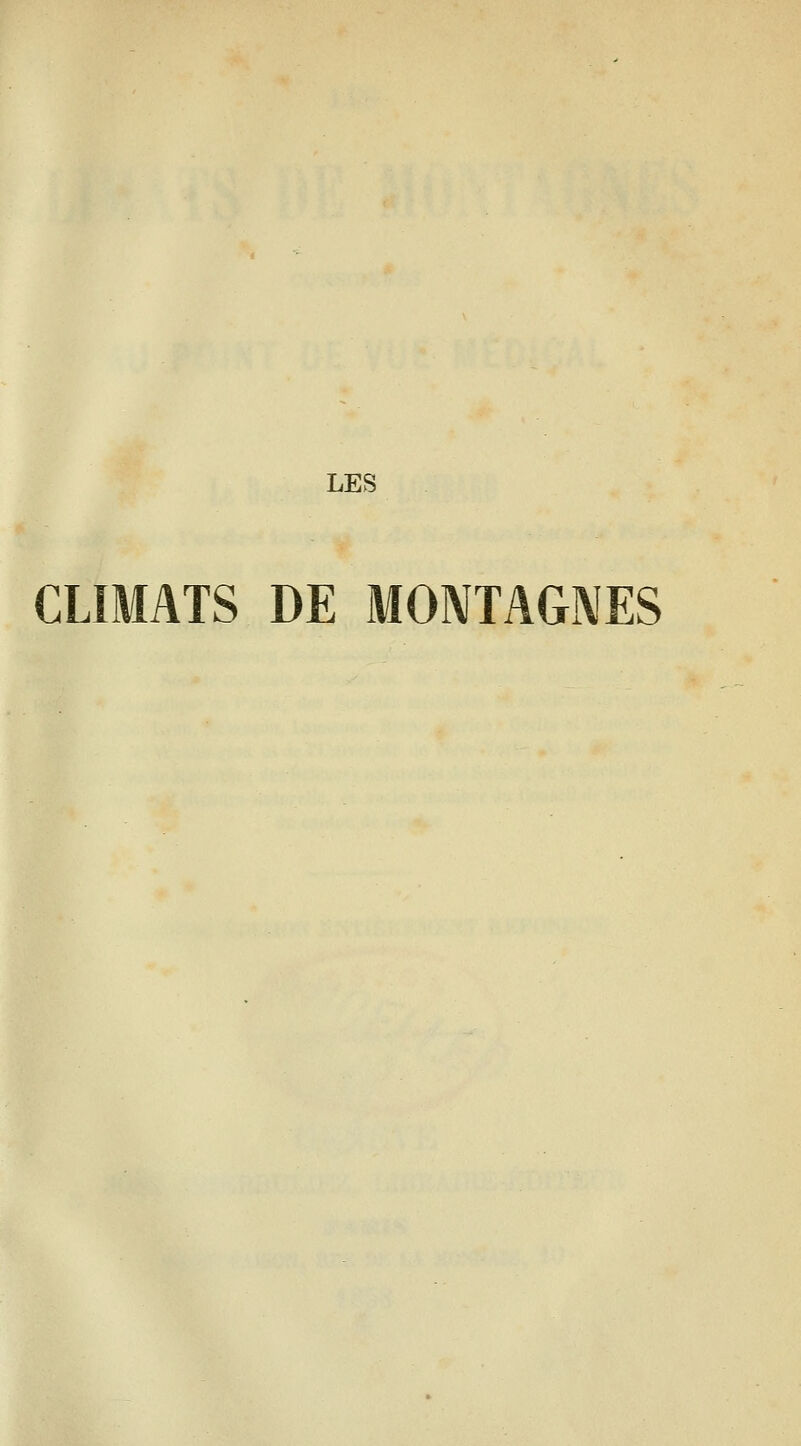 CLIMATS DE MONTAGNES