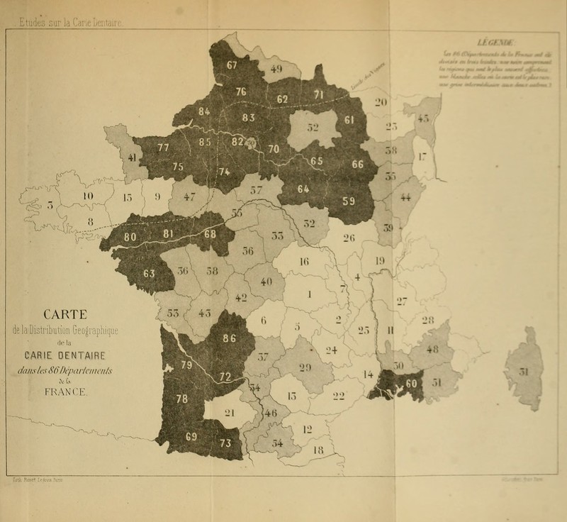 . CARTE le la;DistributioD Geo$i delà CARIE DENTAIRE dànsles86Déparienwiti FRANCE