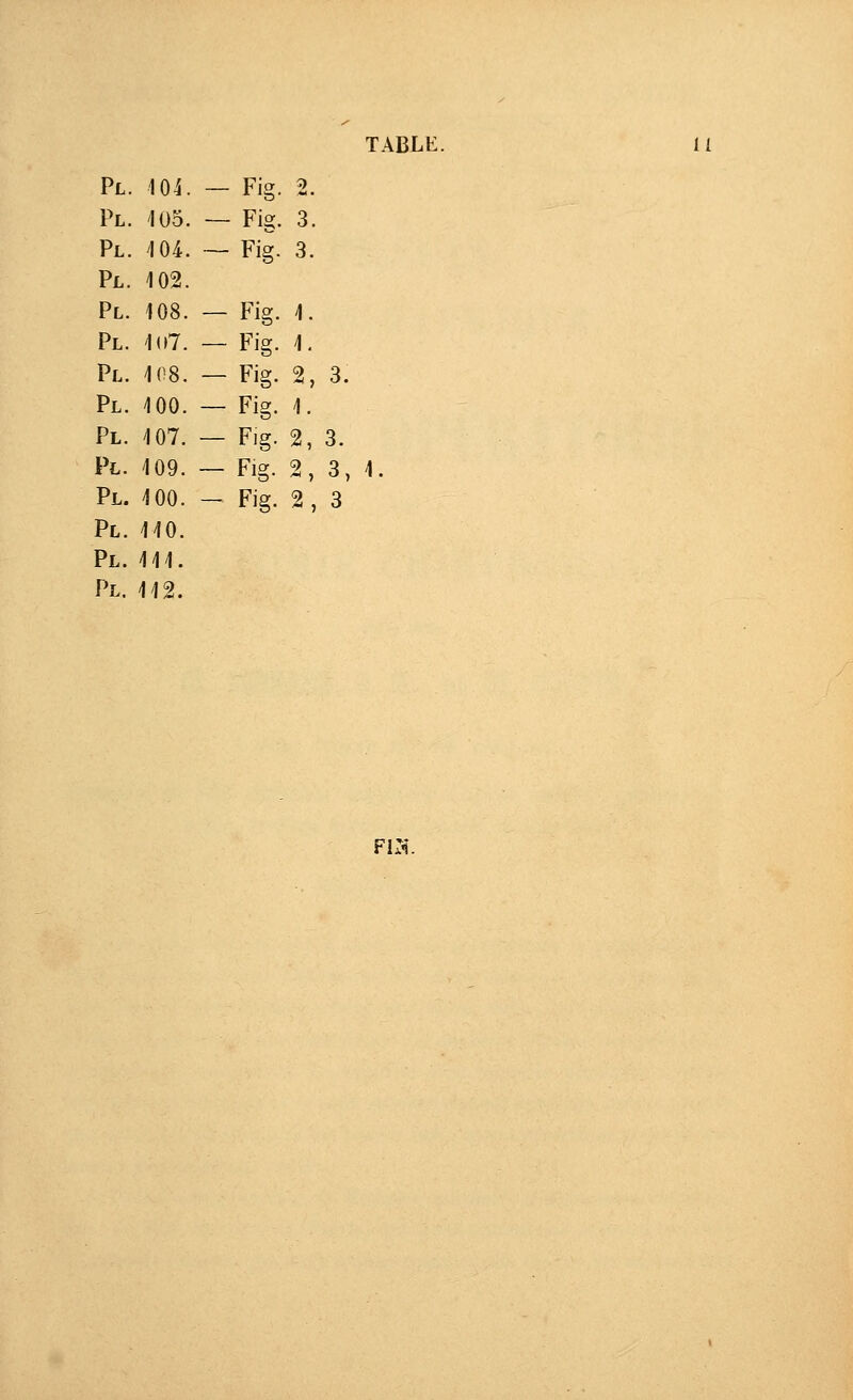 TABLE. I i Pl. lOi. - Fig. 2. Pl. IOS. - Fig. 3. Pl. 104. ~ Fig. 3. Pl. 102. Pl. 108. - Fig. 1. Pl. 1(i7. -Fig. 1. Pl. 108. - Fig. 2, 3. Pl. 100. — Fig. 1. Pl. 107. — Fig. 2, 3. Pl. 109. ~ Fig. 2, 3, 1. Pl. 100. - Fig. 2 , 3 Pl. 110. Pl.111. Pl. 112. Fi:i.