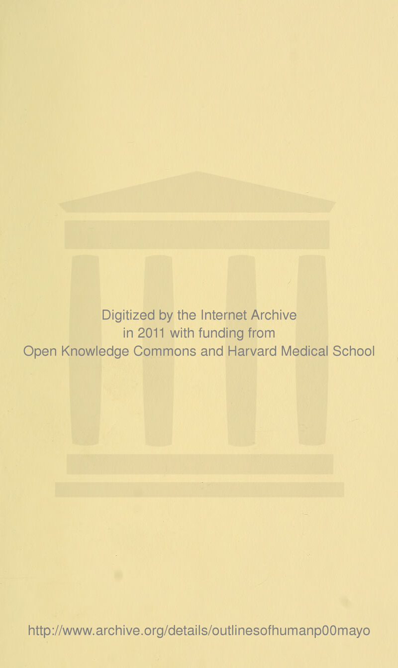 Digitized by the Internet Archive in 2011 with funding from Open Knowledge Commons and Harvard Medical School http://www.archive.org/details/outlinesofhumanpOOmayo