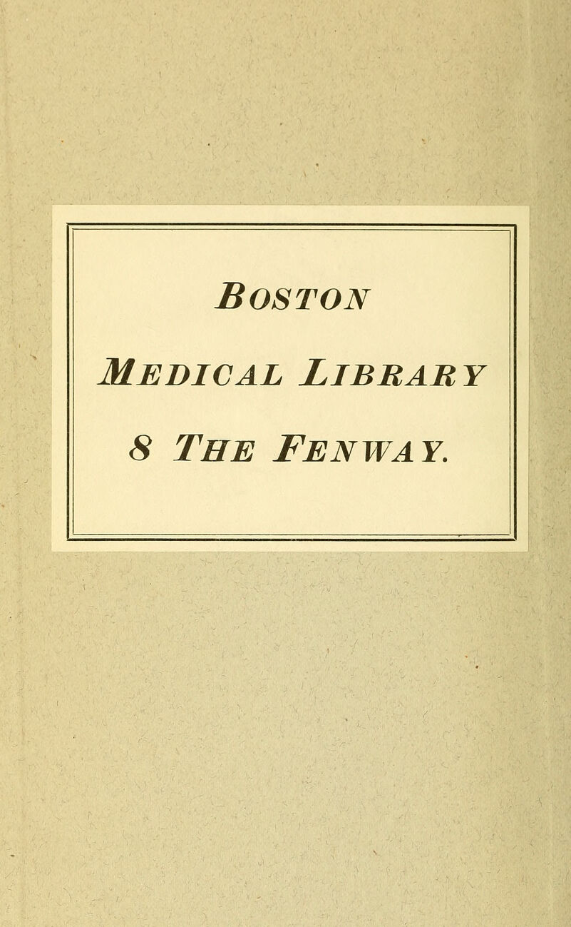 Boston Medical Library 8 The Fenway.