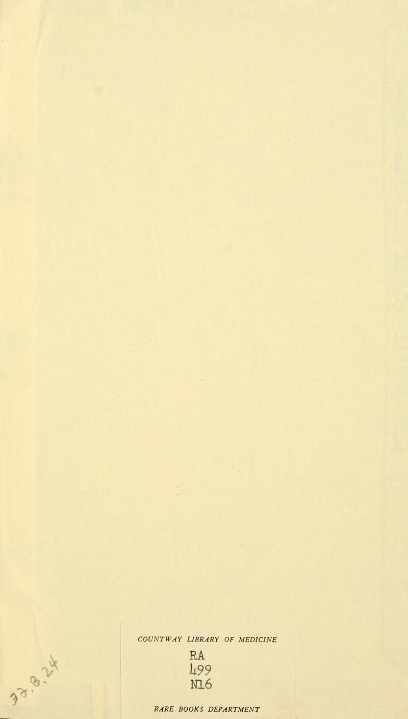 % ^' COUNTWAY UBRARY OF MEDICINE RA k99 N16 RARE BOOKS DEPARTMENT