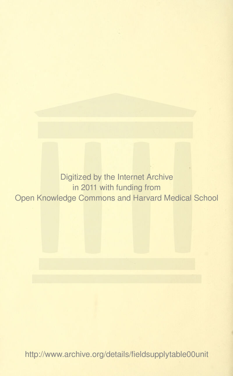 Digitized by the Internet Archive in 2011 with funding from Open Knowledge Commons and Harvard Medical School http://www.archive.org/details/fieldsupplytableOOunit