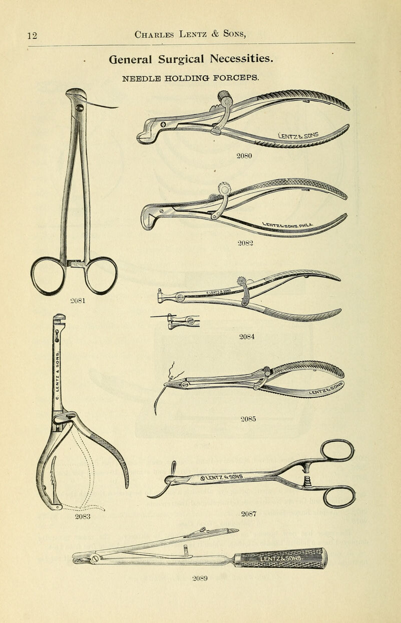 2081 2083 General Surgical Necessities. NEEDLE HOLDING- FORCEPS. 2080 2082 2084 2085 2087 2089