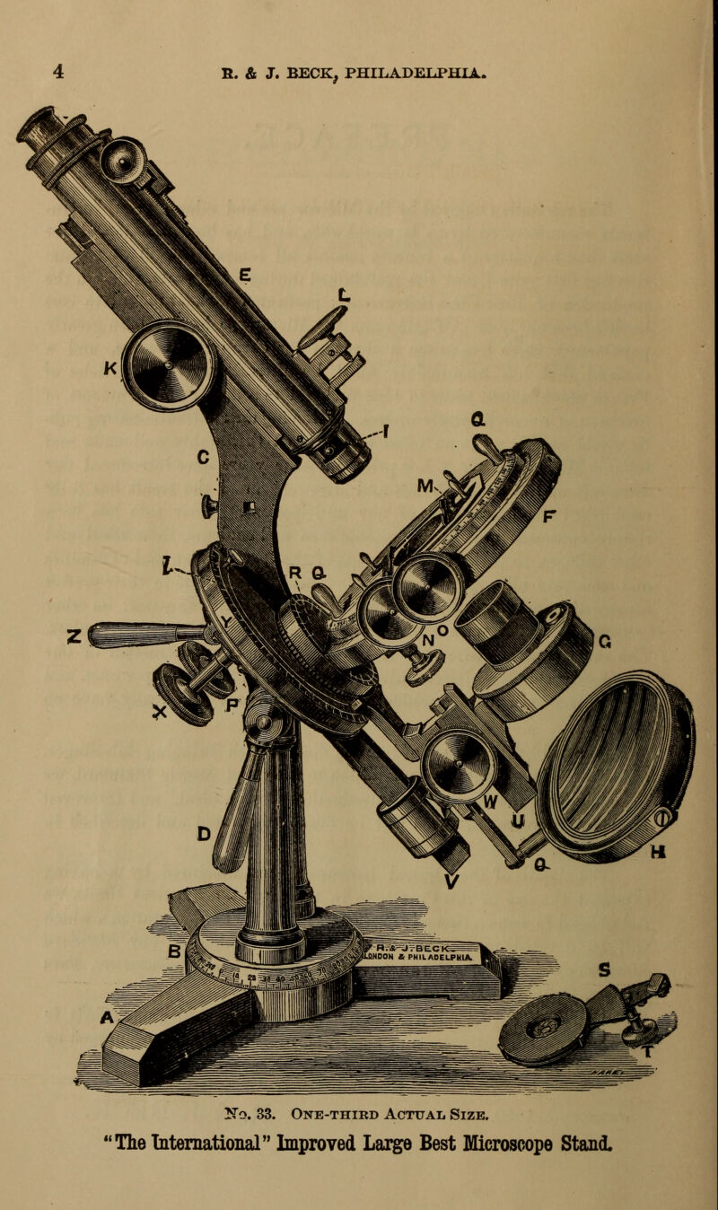 No. 33. One-third Actual Size. The International Improved Large Best Microscope Stand.