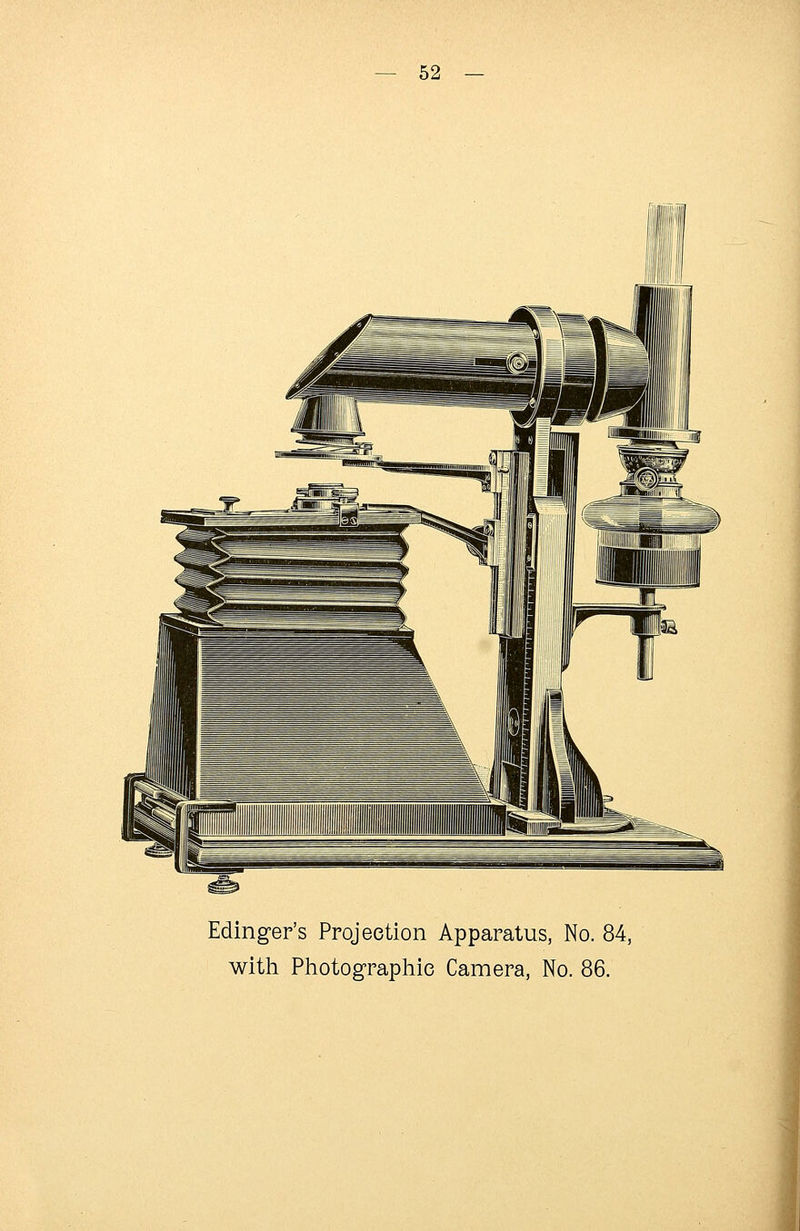 Edinger's Projection Apparatus, No. 84, with Photographic Camera, No. 86.