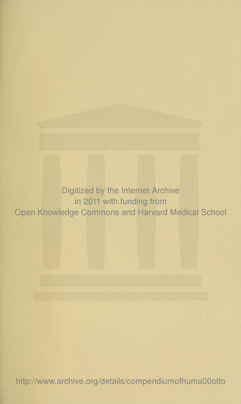 Digitized by the Internet Archive in 2011 with funding from Open Knowledge Commons and Harvard Medical School http://www.archive.org/details/compendiumofhumaOOotto