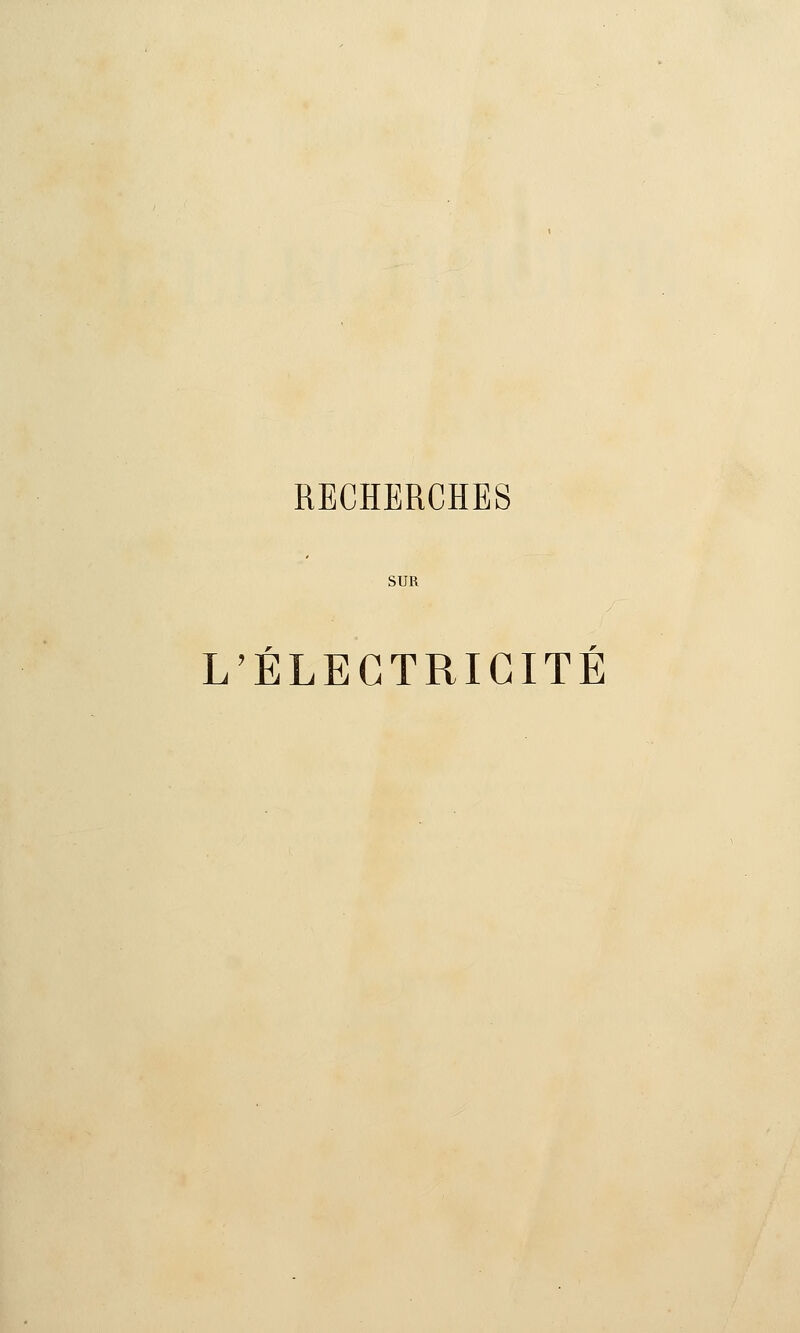 SUR L'ÉLECTRICITÉ