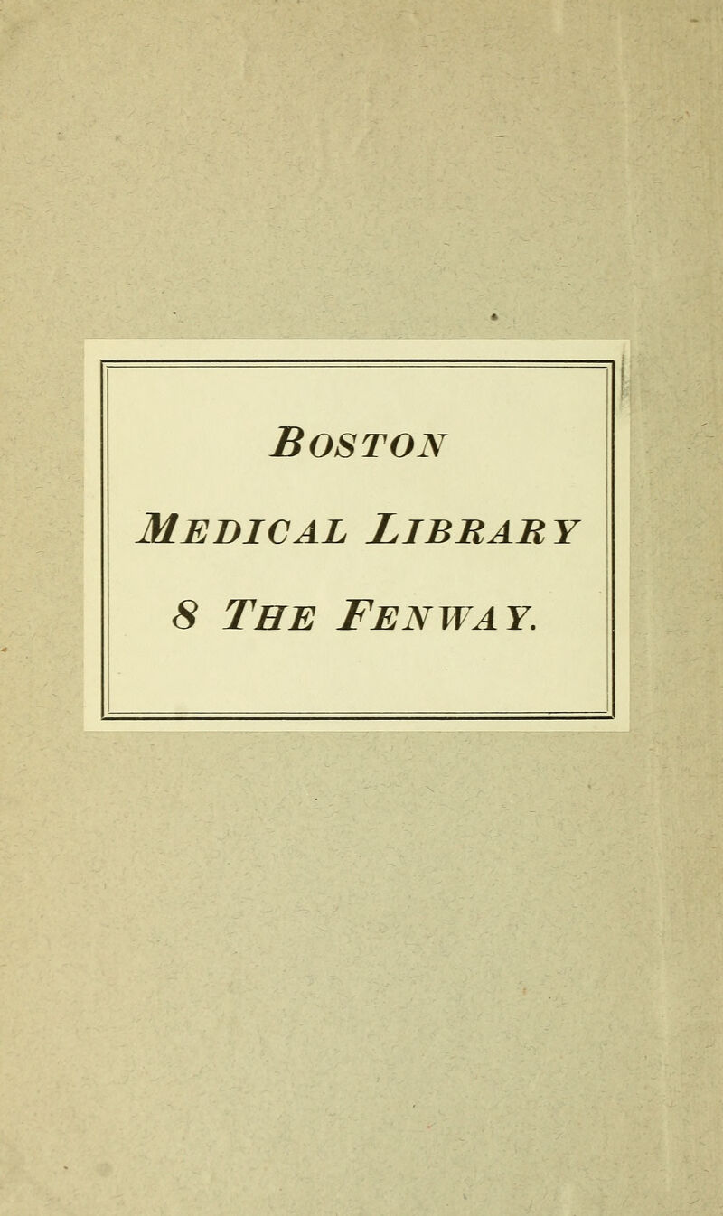 Boston Medical Library 8 The Fenway.